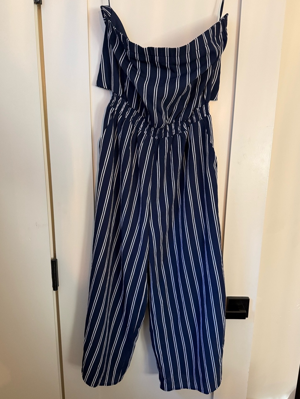 Lulu's Navy and White Striped Wide-Leg Jumpsuit